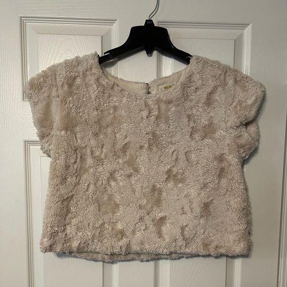 Anthropologie Tops - Anthropologie Maeve Cream Fuzzy Top